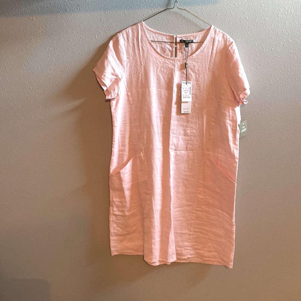 Pink linen dress. Never worn with tags